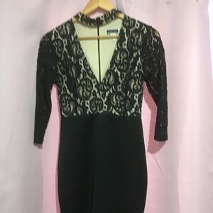 Black solid & lace dress. EUC